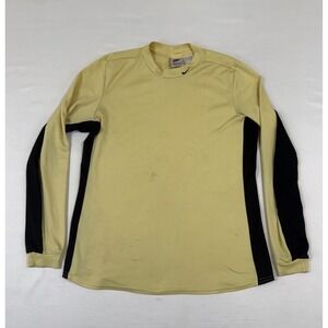 Vintage Nike Fit Long Sleeve Shirt Yellow Black Mock Neck Mens Medium USA Made
